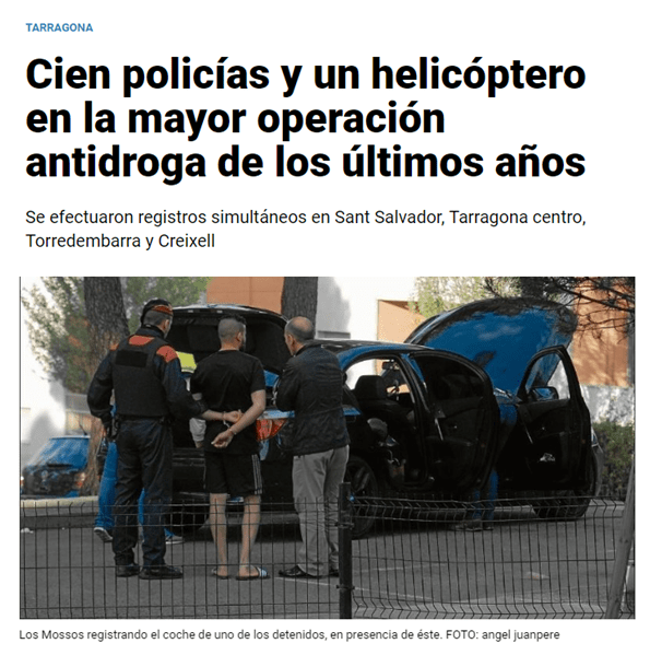 Cien policias y un helicóptero en la mayor operación antidroga de los últimos años.