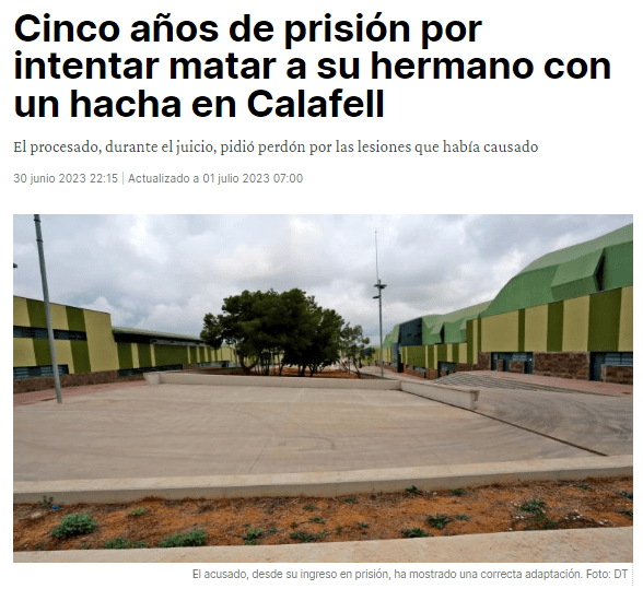 Cinco años de prisión por intentar matar a su hermano con un hacha en Calafell