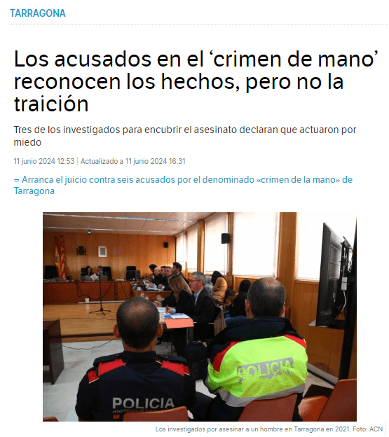 Los acusados en el ‘crimen de mano’ reconocen los hechos, pero no la traición