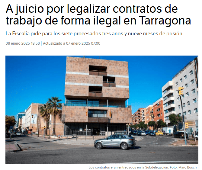 A juicio por legalizar contratos de trabajo de forma ilegal en Tarragona